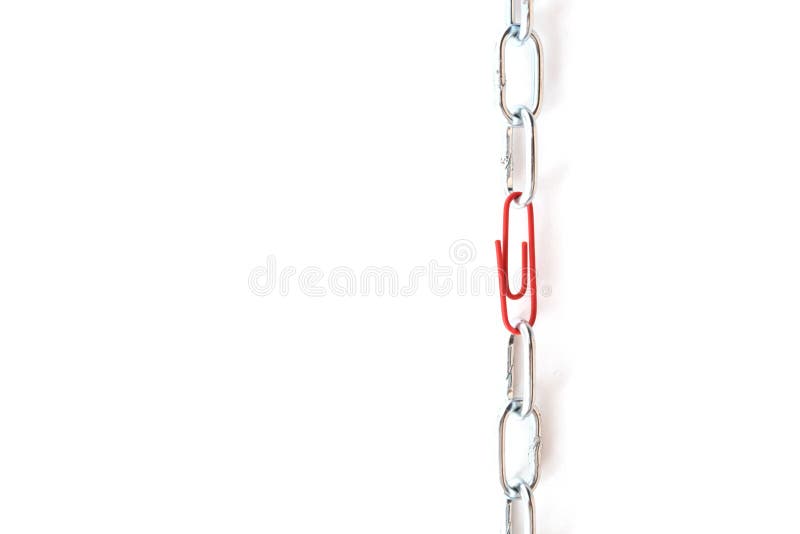 Broken Chain Made of Paper Clips Meaning Failure in Teamwork Stock