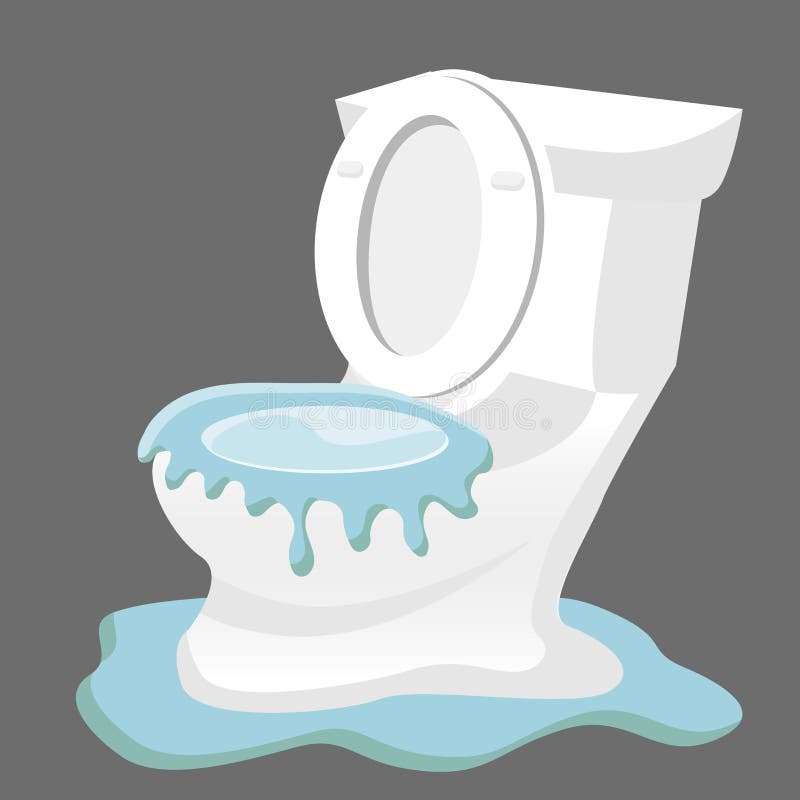 Broken Clogged Toilet Overflowing Out of Order Stock Vector