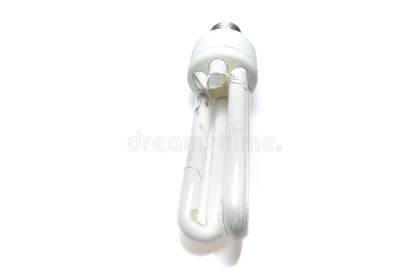 Broken Compact fluorescent lamp isolated