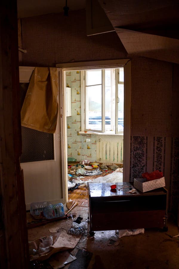 Broken Corridor in an Apartment of a Residential Building before