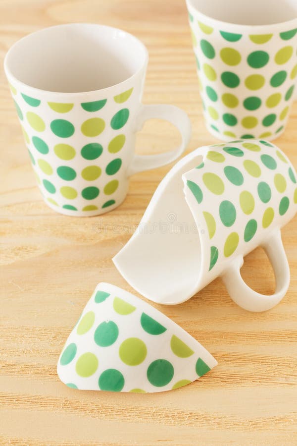 Broken Cup of Tea with Two Whole Stock Image Image of woode, green