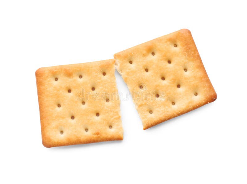 Broken Delicious Crispy Cracker Isolated on White Stock Image Image