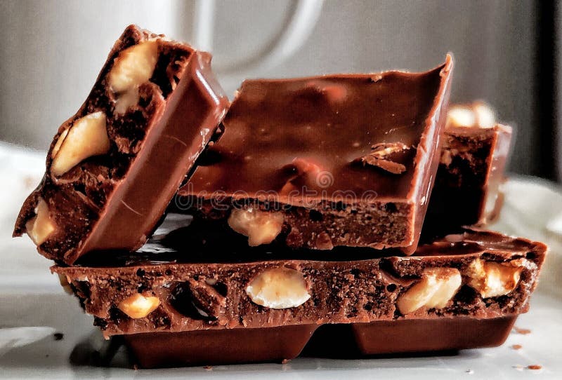 Dark Chocolate Bar with Hazelnuts Stock Photo Image of cake, milk