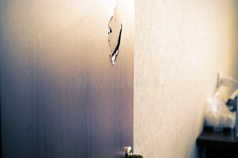Broken door stock photo