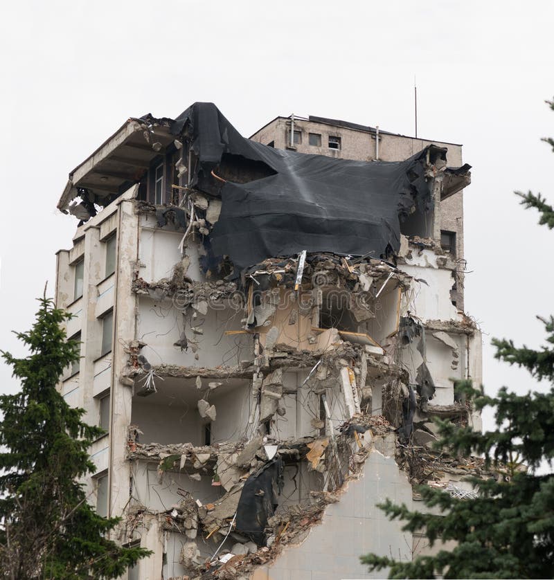 Destroyed the Apartment Building after the Disaster. File 248001075