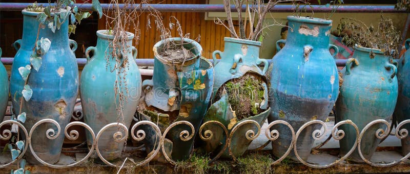 Broken earthenware jars