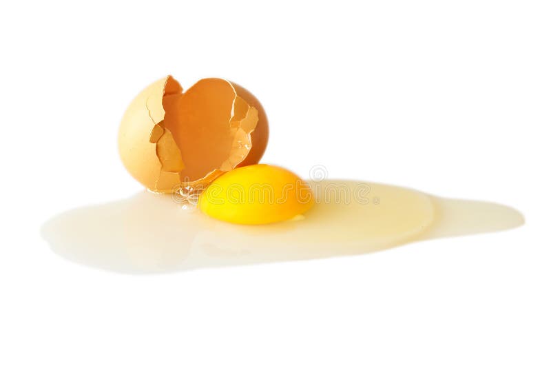 Broken egg isolated on white