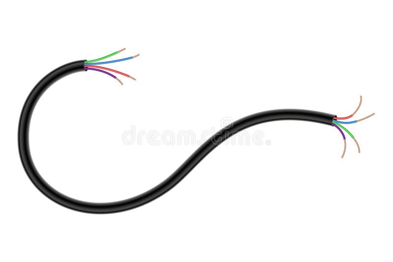 Broken Electrical Copper Wire or Cord. Damaged Electric Power Cable