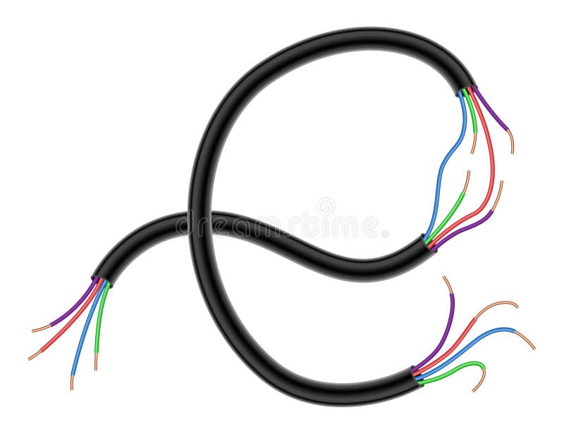 Broken Electrical Copper Wire or Cord. Damaged Electric Power Cable