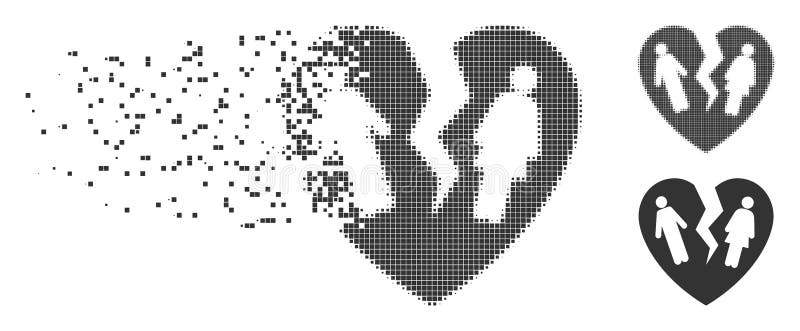 Broken Family Heart Destructed Pixel Halftone Icon royalty free illustration Broken Family Heart Destructed Pixel Halftone Icon royalty free illustration