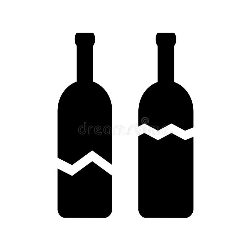 Broken glass bottle vector icon stock illustration