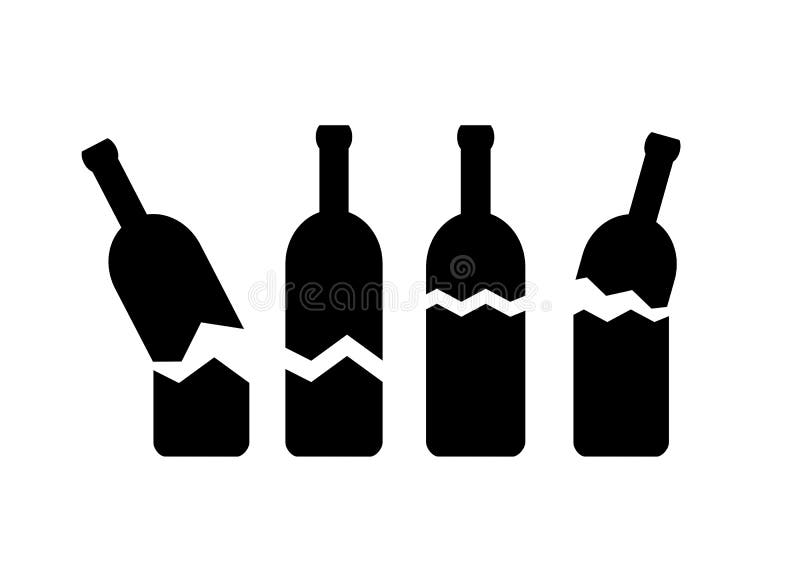 Broken glass bottles vector icon stock illustration