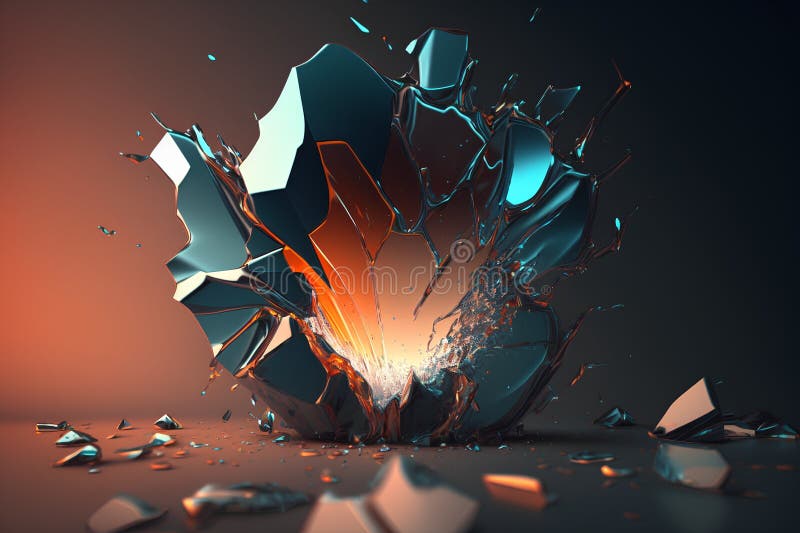 Broken glass. 3d rendering, 3d illustration. Abstract background. stock illustration
