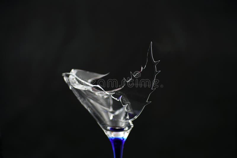 Broken Glass In Front Of Black Background Stock Image