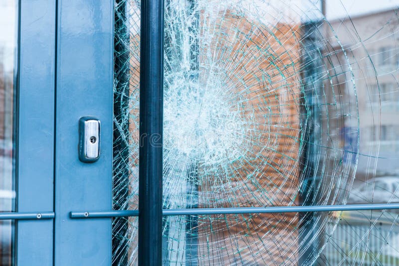 Broken glass front door royalty free stock photos