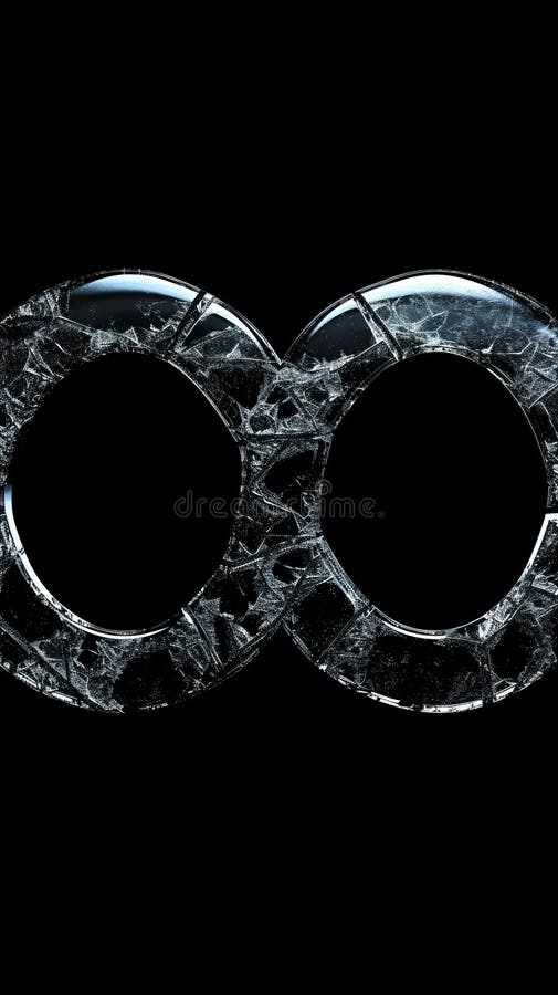 Broken glass infinity loop with sleek aesthetic stock photo
