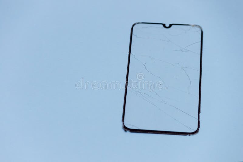 Broken Glass Mobile Phone Screen Protector, Flat Lay, Copy Space Stock Photo Image of flat