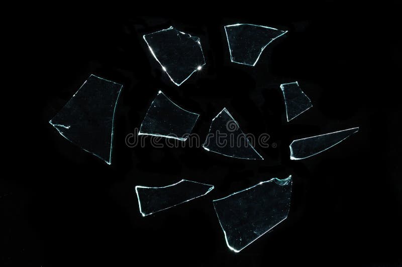 Broken glass with sharp Pieces over black in collection