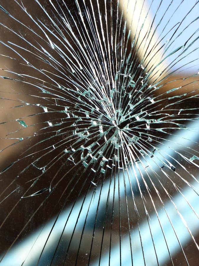 Broken glass windshield