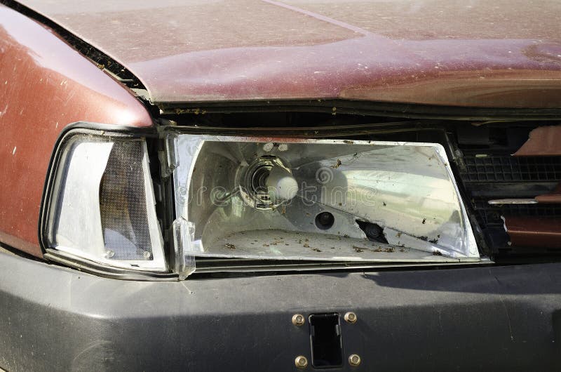 Broken headlight stock image. Image of glass, light, collision 43380689