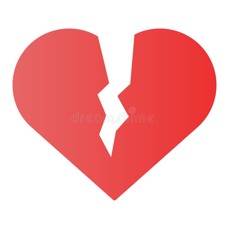 Broken heart flat icon. Sad love color icons in trendy flat style. Heart brake gradient style design, designed for web royalty free illustration Broken heart flat icon. Sad love color icons in trendy flat style. Heart brake gradient style design, designed for web royalty free illustration