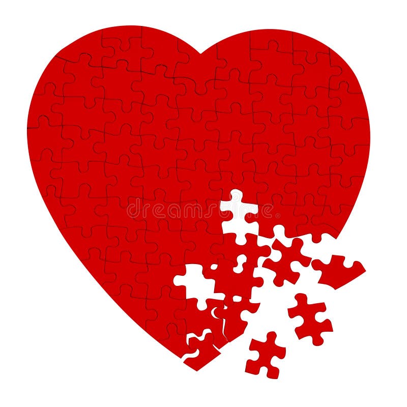 Broken Heart Puzzle Isolated on White Stock Photo - Image of task ...