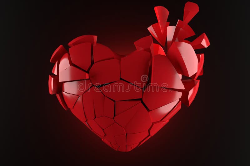 Broken Heart Wallpaper Design. 3D Rendering Stock Illustration -  Illustration of dimension, shape: 246091332