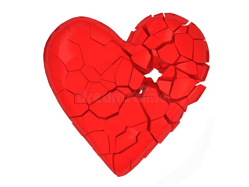 Broken Heart on white background