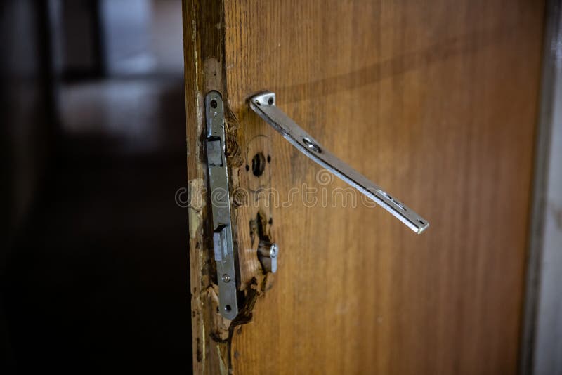 Broken home doors after burglary royalty free stock photo Broken home doors after burglary royalty free stock photo