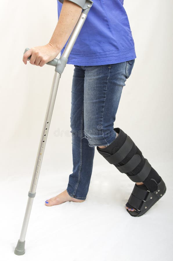 Broken Leg Support Boot Crutches Stock Photos Free & RoyaltyFree