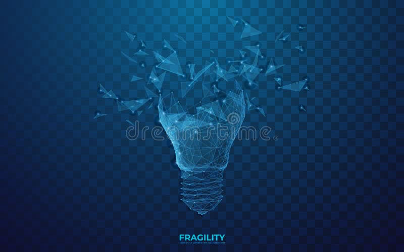 Broken lightbulb. Burst bulb. Abstract fragility concept. stock illustration