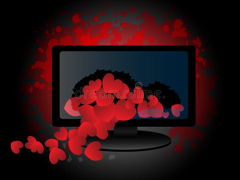 Broken monitor with small hearts