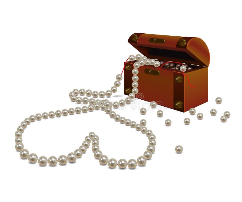 Broken Pearl Necklace And A Chest Royalty Free Stock Photos Image