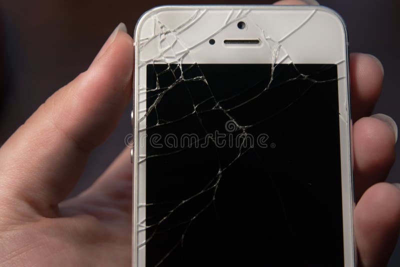 Broken Phone in a Hand, Black Screen Stock Image Image of crashed