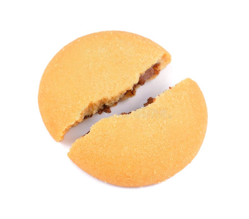 Broken into pieces round cookie isolated over the white background, cookies bite isolated royalty free stock images Broken into pieces round cookie isolated over the white background, cookies bite isolated royalty free stock images
