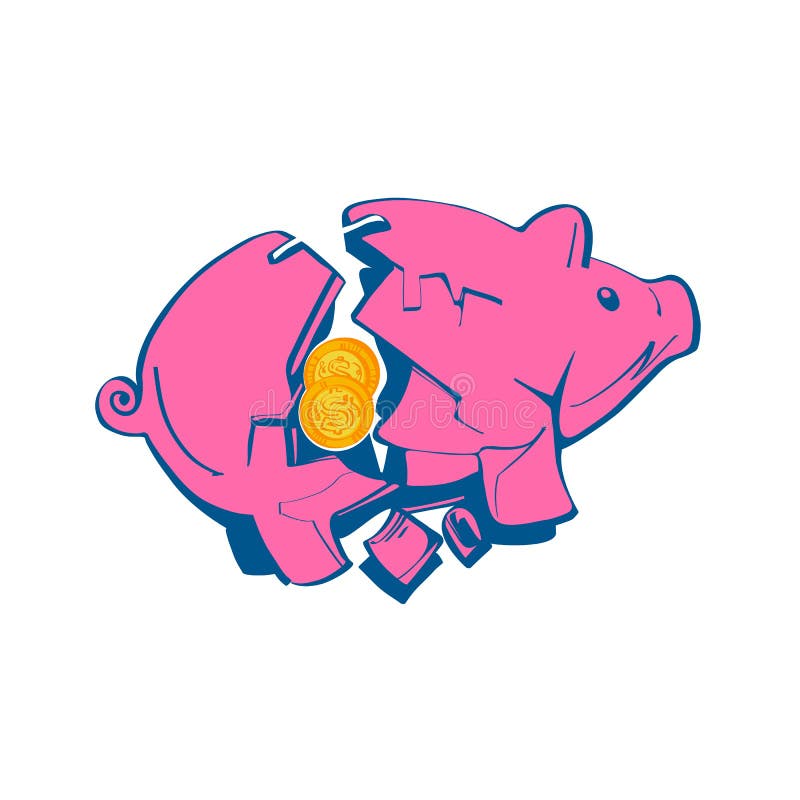 Broken Piggy Bank, Vector Illustration Sketch Design Style. Stock Vector - Illustration of earning, bank: 169168792 Broken Piggy Bank, Vector Illustration Sketch Design Style. Stock Vector - Illustration of earning, bank: 169168792