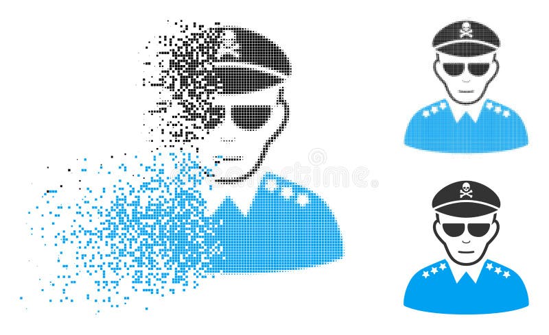 Broken Pixelated Halftone Evil Army General Icon with Face stock illustration