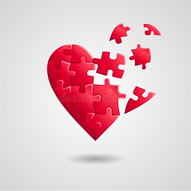 Broken puzzle heart