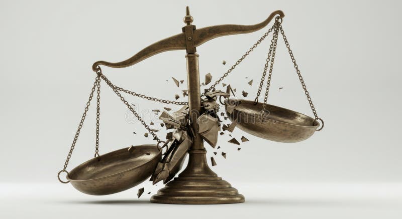 Broken Scales of Justice royaltyfri illustrationer