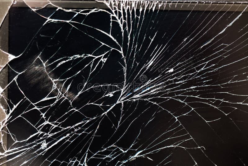 Old Black Cracked Touch Screen Phone, Broken Cellphone Stock Photo