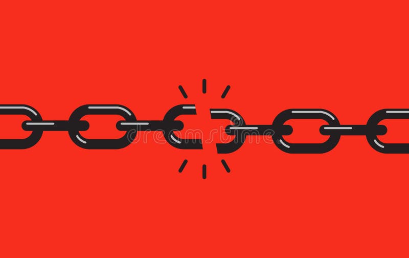 Broken, torn chain vector illustration