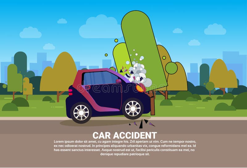 Broken Vehicle On Road Need Help And Technical Assistance Car Accident Concept royalty free illustration