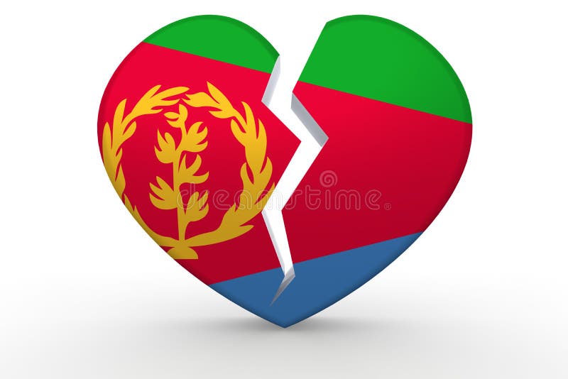 Broken white heart shape with Eritrea flag vector illustration