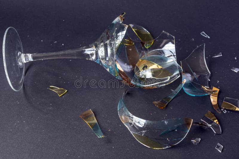 Broken wine glass stock photography