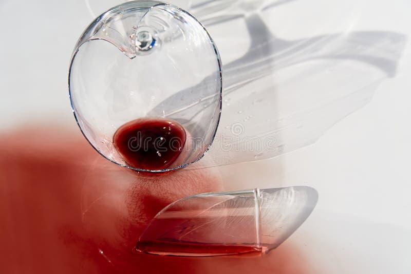 Broken Wine Glass in Dishwasher after Washing. Stock Photo Image of