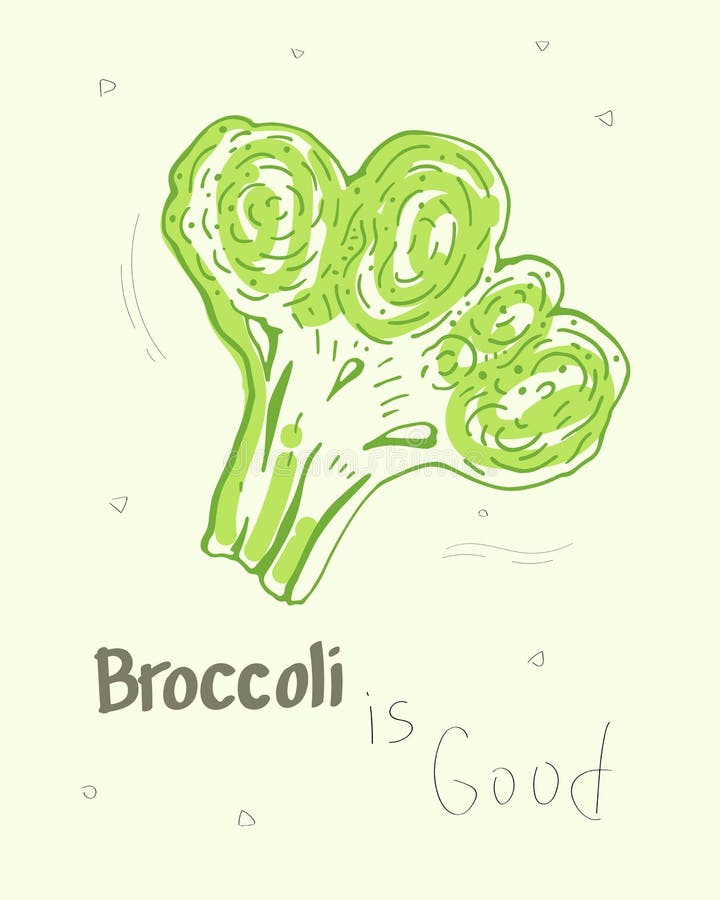 Brokkoli ist gut Nette Karikaturvektorillustration stock abbildung Brokkoli ist gut Nette Karikaturvektorillustration stock abbildung
