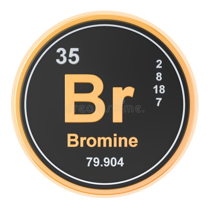 Bromine Br Chemical Element. 3D Rendering Stock Illustration