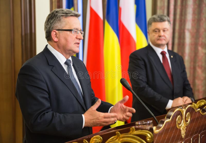 Bronislaw Komorowski i Petro Poroshenko zdjęcie stock