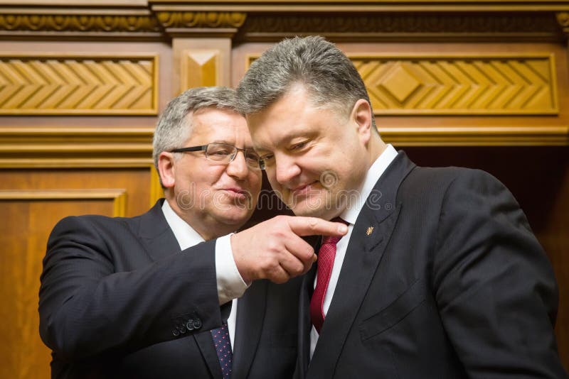 Bronislaw Komorowski i Petro Poroshenko fotografia stock
