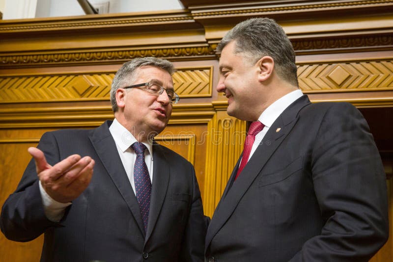Bronislaw Komorowski i Petro Poroshenko zdjęcie stock